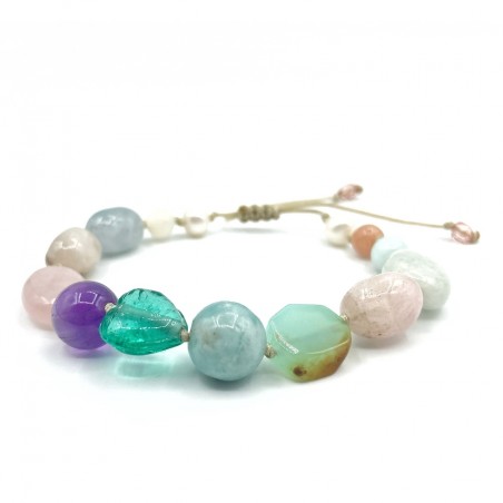 Bracelet mix de pierres naturelles pastels