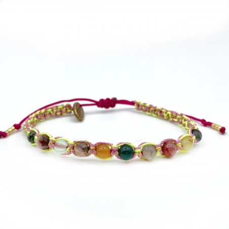 Bracelet tissé avec pierres naturelles multicolores