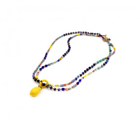 Collier HIPPY Citron & Lapis lazuli – Pièce unique Collier HIPPY Citron & Lapis lazuli – Pièce unique