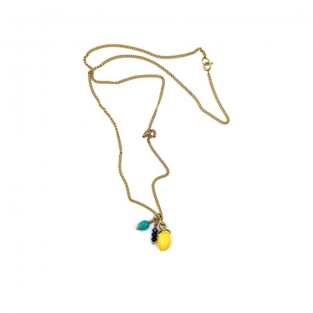 Collier Pépite – Citron, Turquoise & Lapis Lazuli - pièce unique