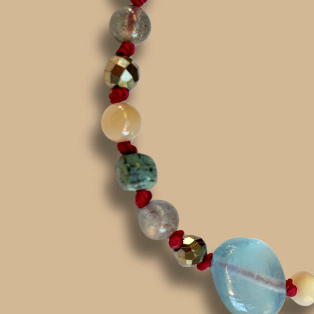 Bracelet pierre de soleil, labradorite, aigue marine - Signature