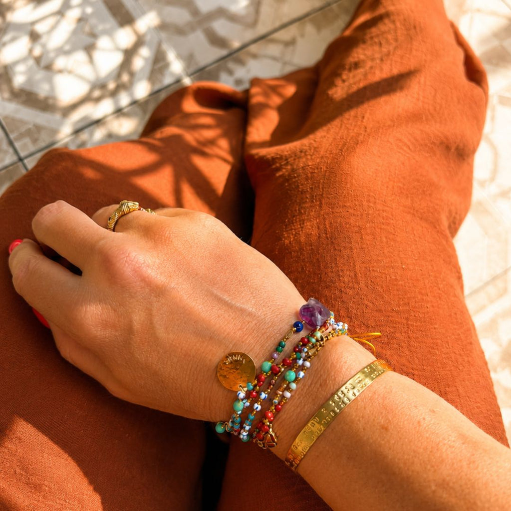 Sautoir HIPPY Free Spirit - médaille gravée  AMORE - pièce unique