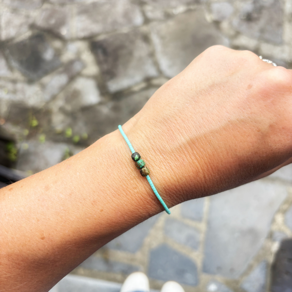 Bracelet Hippy bleu ciel & Turquoise