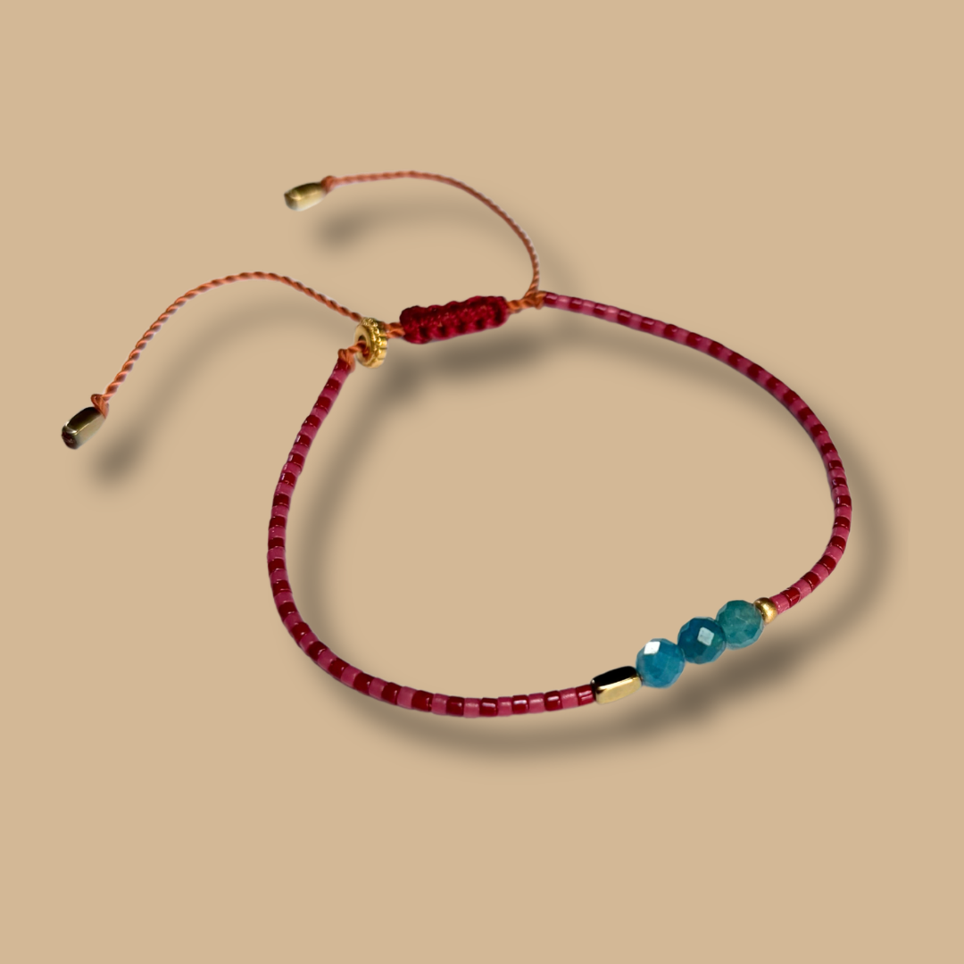 Bracelet bordeau et apatite HIPPY