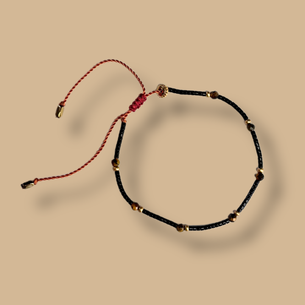 Bracelet noir et oeil de tigre HIPPY