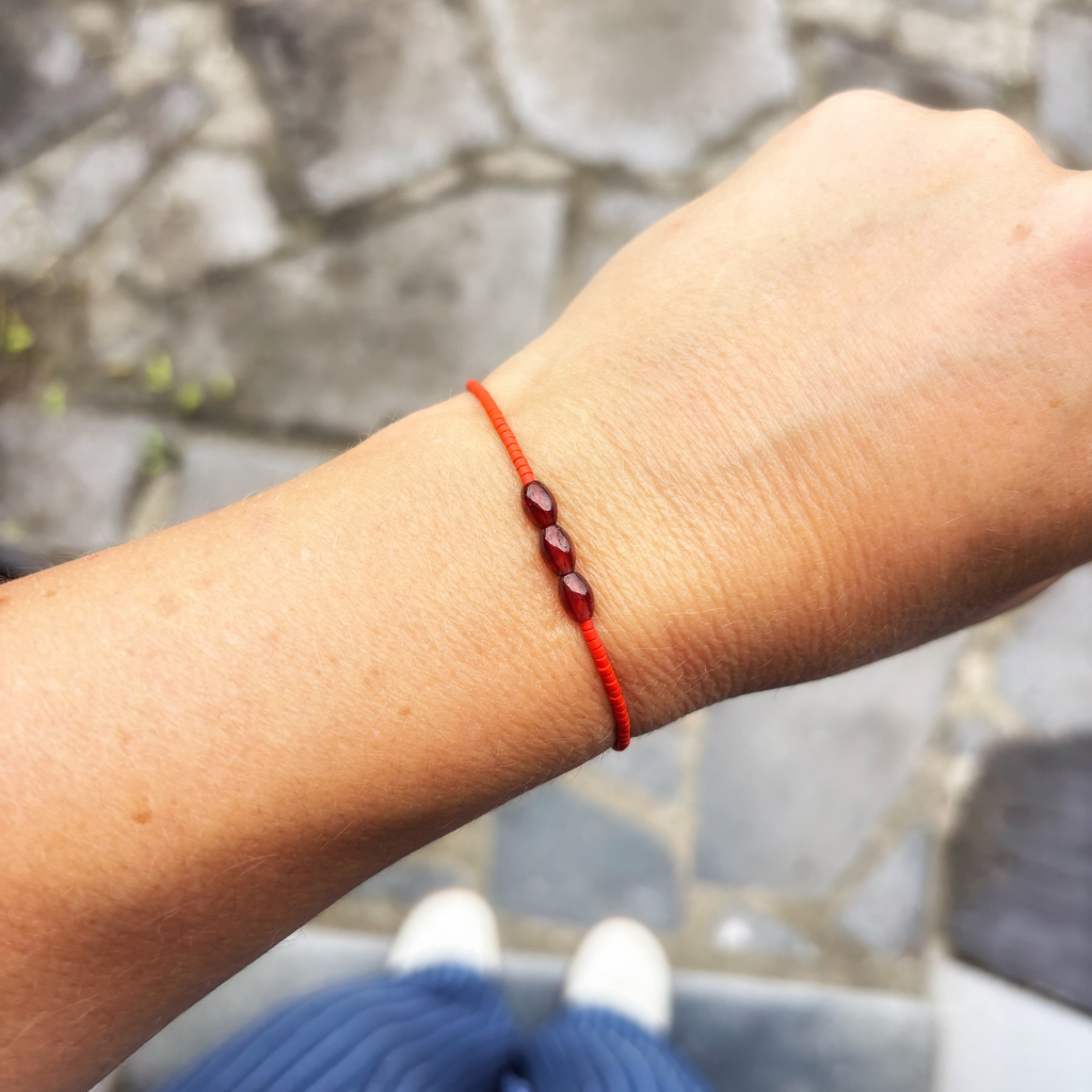 Bracelet Hippy orange et grenat