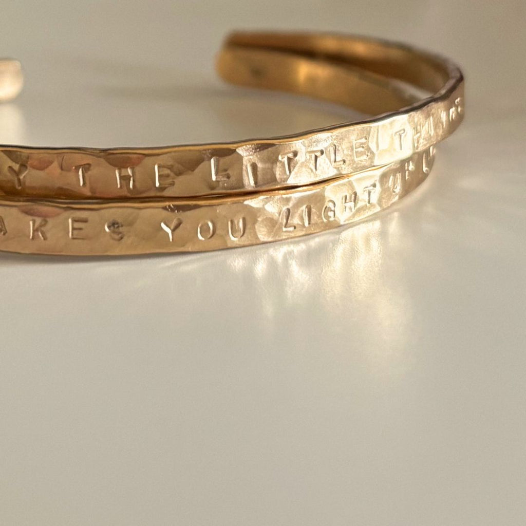 Bracelet Jonc Gravé Personnalisé — Bijou à Message Porte-Bonheur, Plaqué Or 750, 3 microns