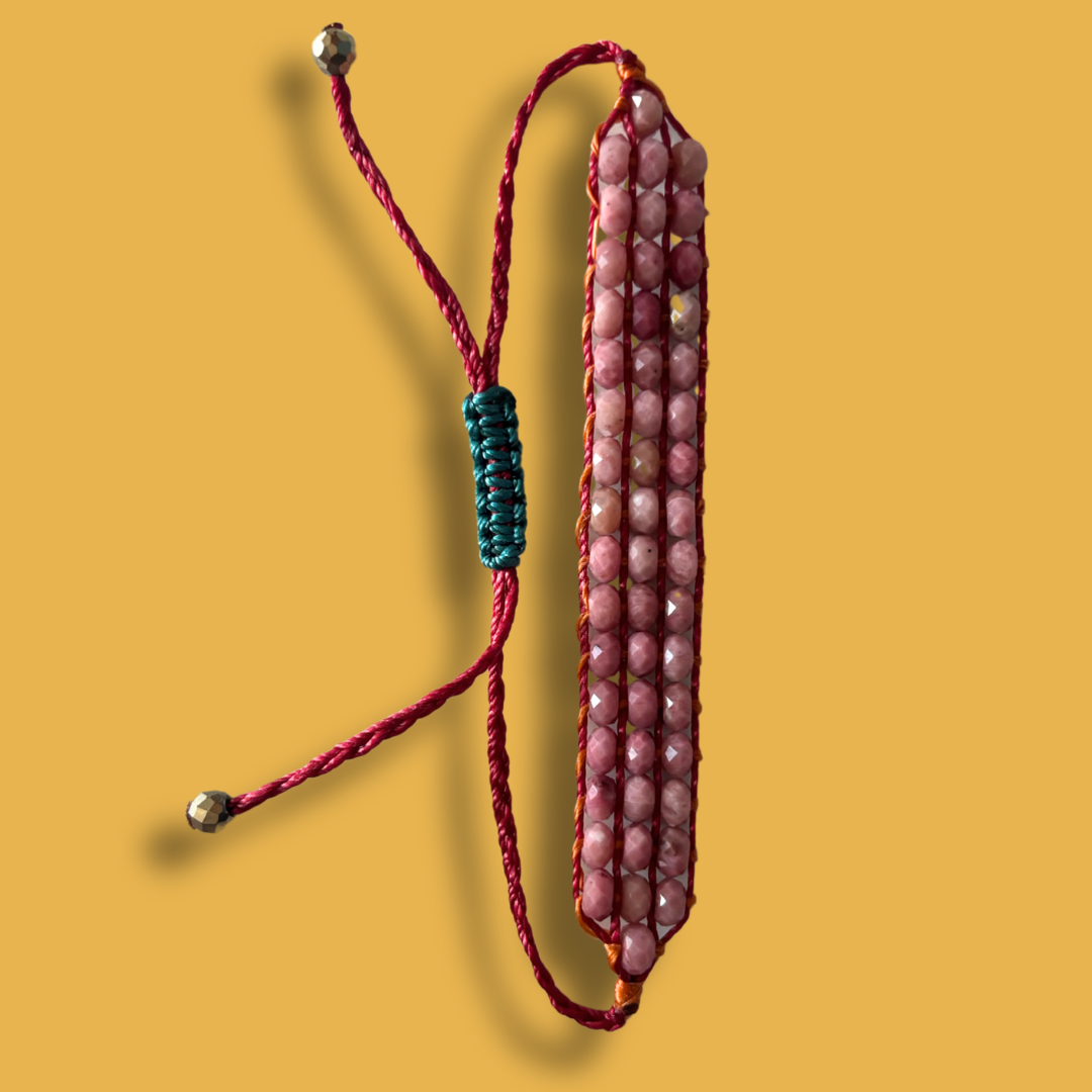 Bracelet Manchette Signature en Rhodonite