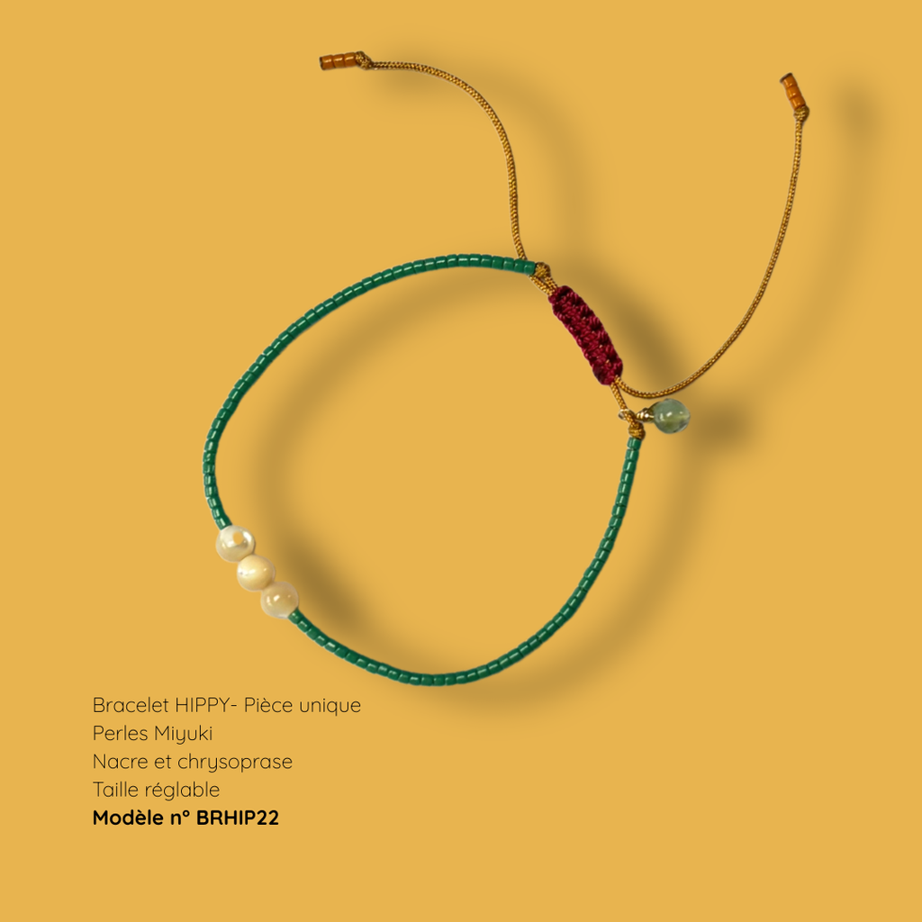 Bracelet HIPPY – perles Miyuki et pierre naturelle - pièce unique