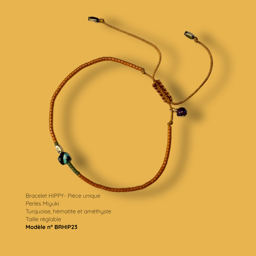 Bracelet HIPPY – perles Miyuki et pierre naturelle - pièce unique