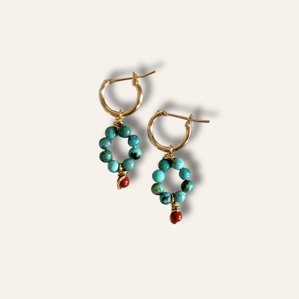 Boucles d'oreilles Signature turquoise et jaspe