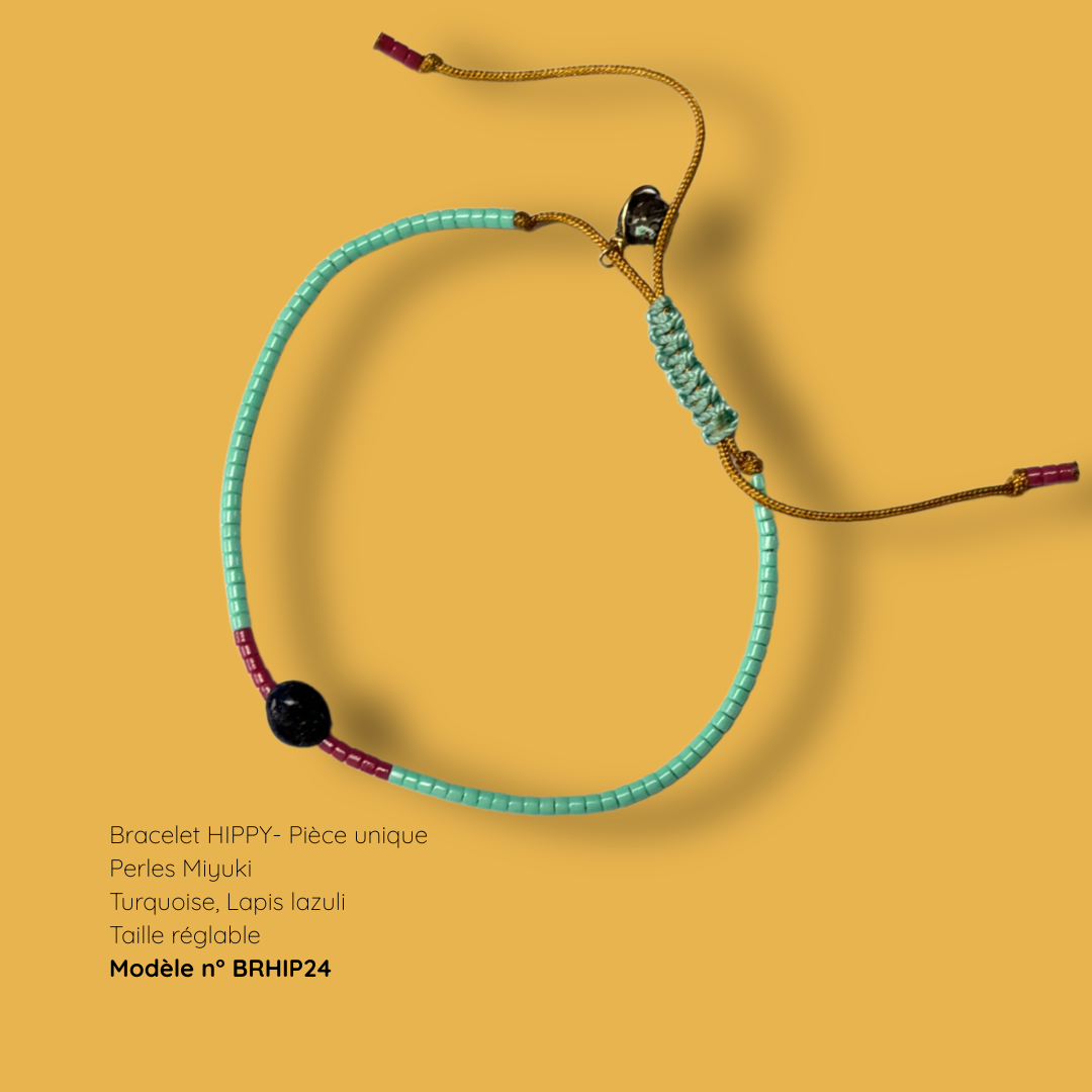 Bracelet HIPPY – perles Miyuki et pierre naturelle - pièce unique