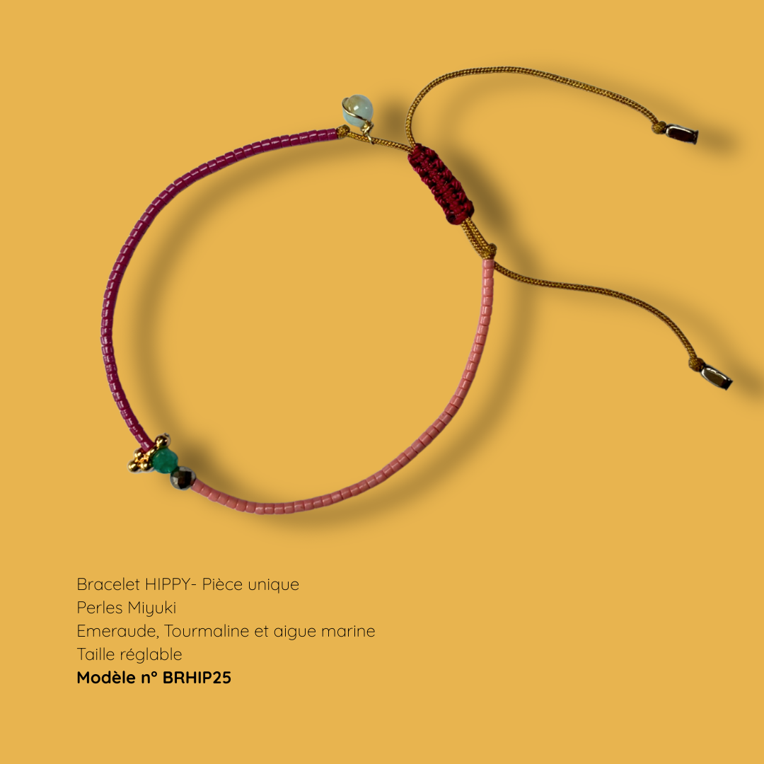 Bracelet HIPPY – perles Miyuki et pierre naturelle - pièce unique
