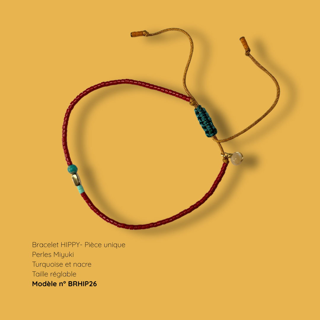 Bracelet HIPPY – perles Miyuki et pierre naturelle - pièce unique