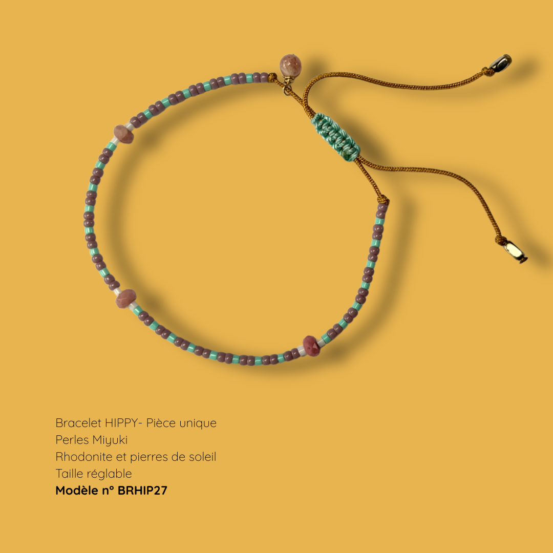 Bracelet HIPPY – perles Miyuki et pierre naturelle - pièce unique