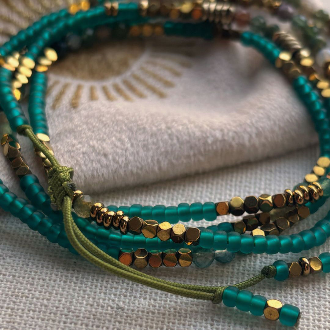 Bracelet / Collier collection HIPPY vert lagon
