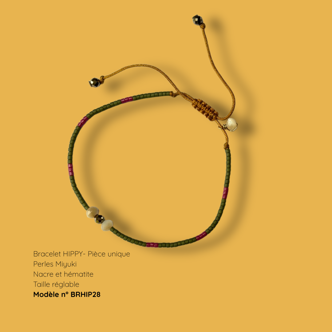 Bracelet HIPPY – perles Miyuki et pierre naturelle - pièce unique
