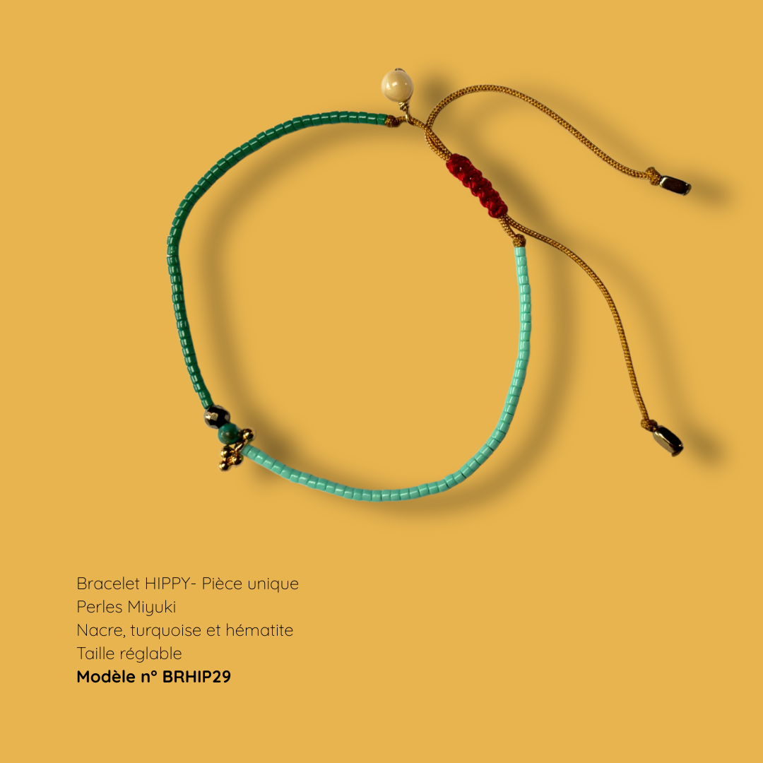Bracelet HIPPY – perles Miyuki et pierre naturelle - pièce unique