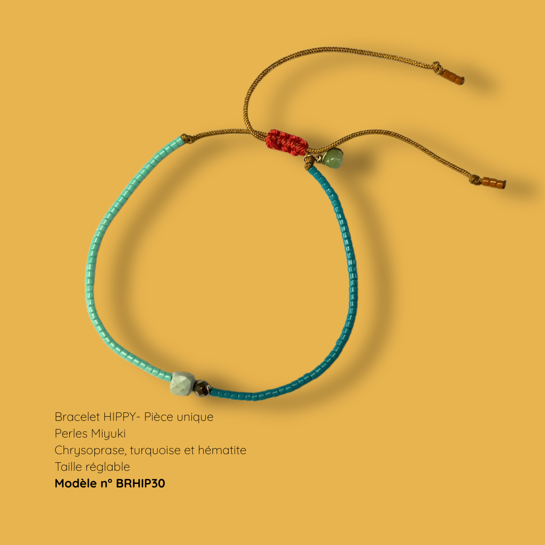Bracelet HIPPY – perles Miyuki et pierre naturelle - pièce unique