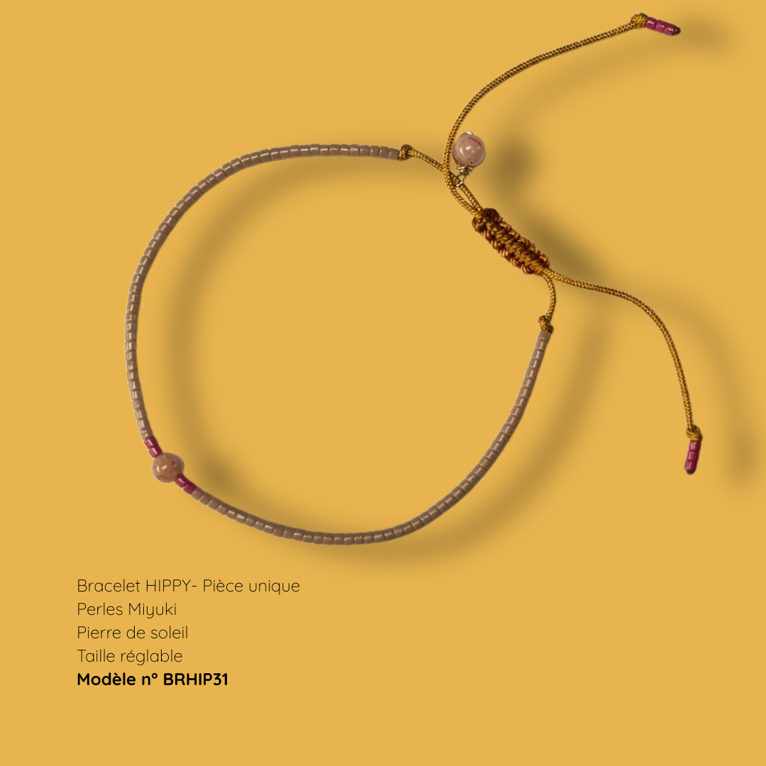 Bracelet HIPPY – perles Miyuki et pierre naturelle - pièce unique