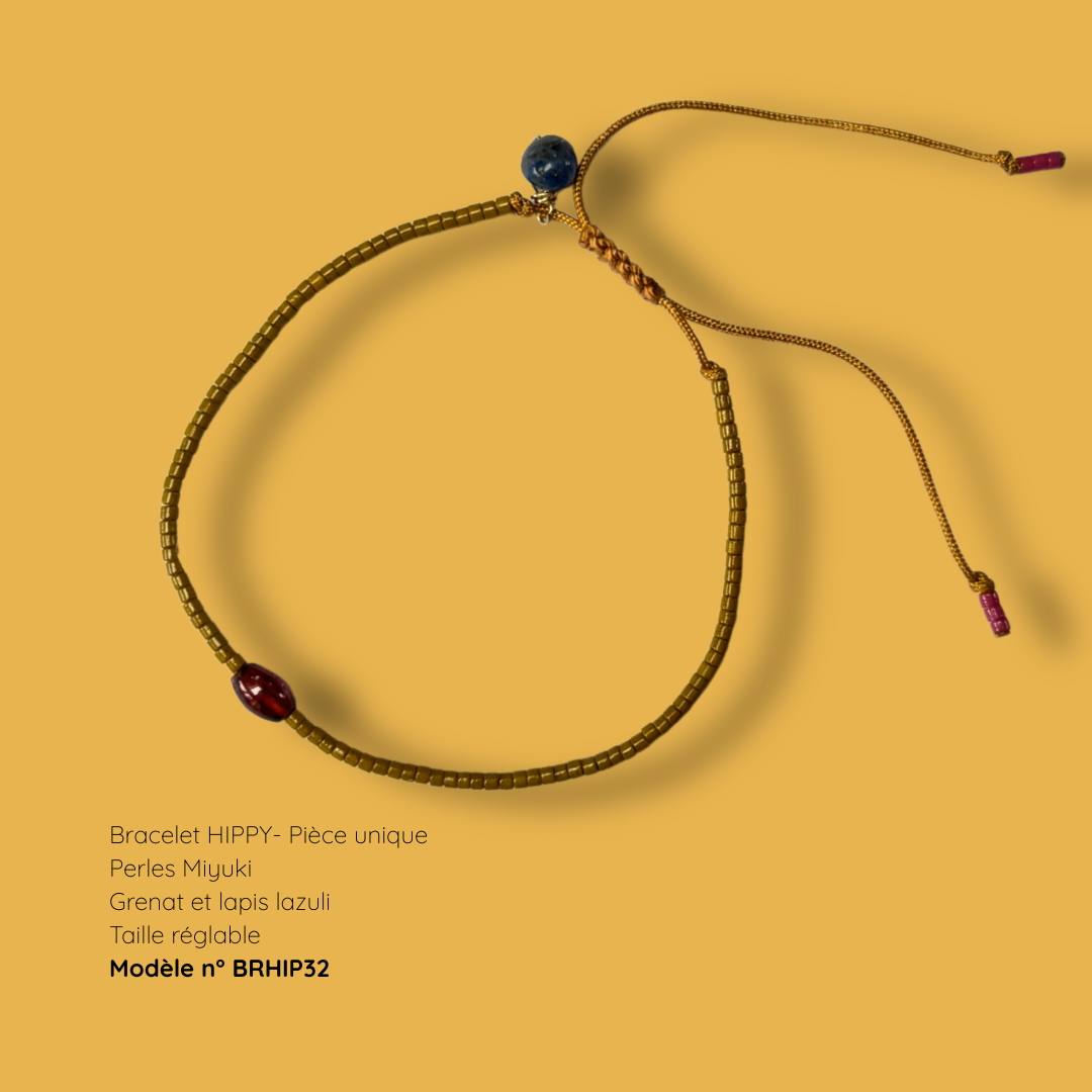 Bracelet HIPPY – perles Miyuki et pierre naturelle - pièce unique