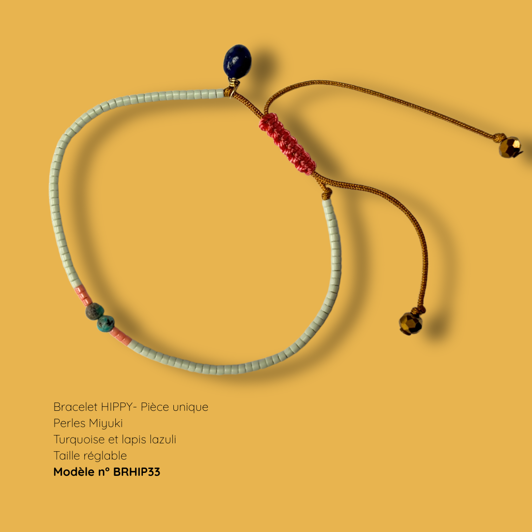 Bracelet HIPPY – perles Miyuki et pierre naturelle - pièce unique