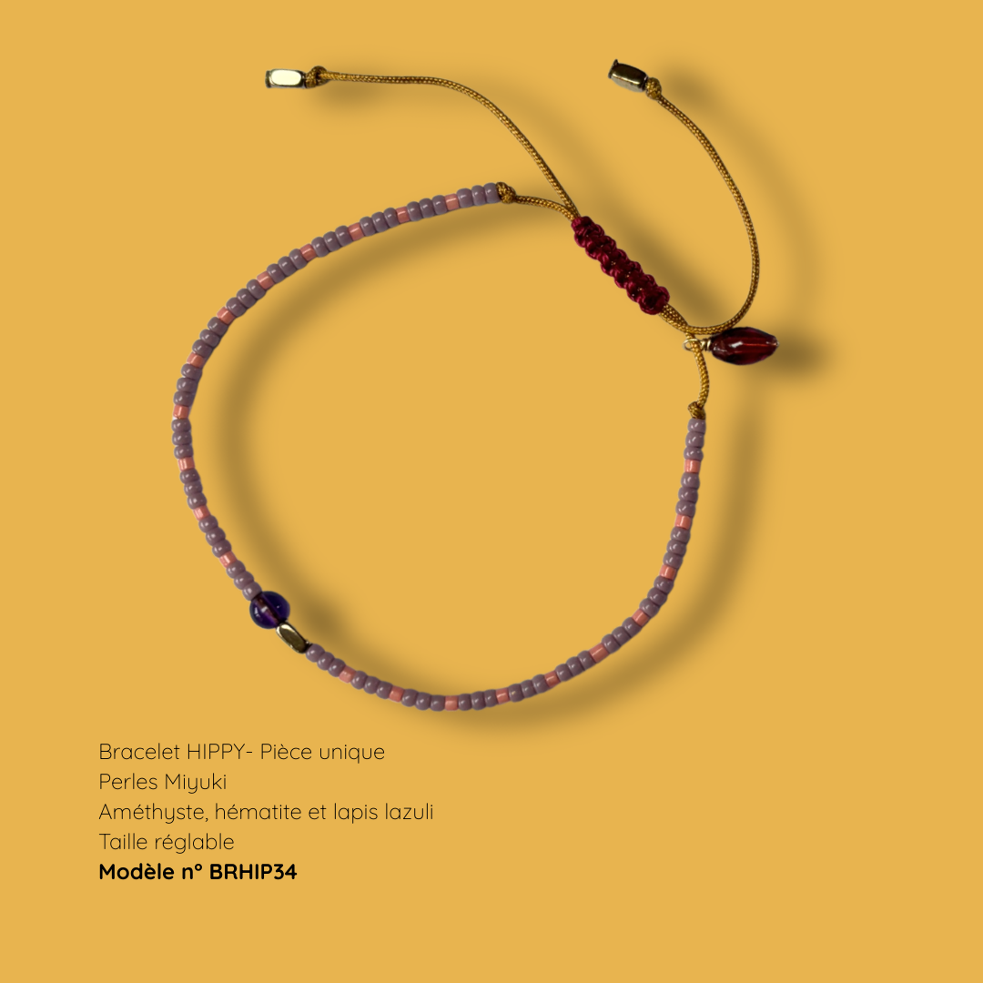 Bracelet HIPPY – perles Miyuki et pierre naturelle - pièce unique