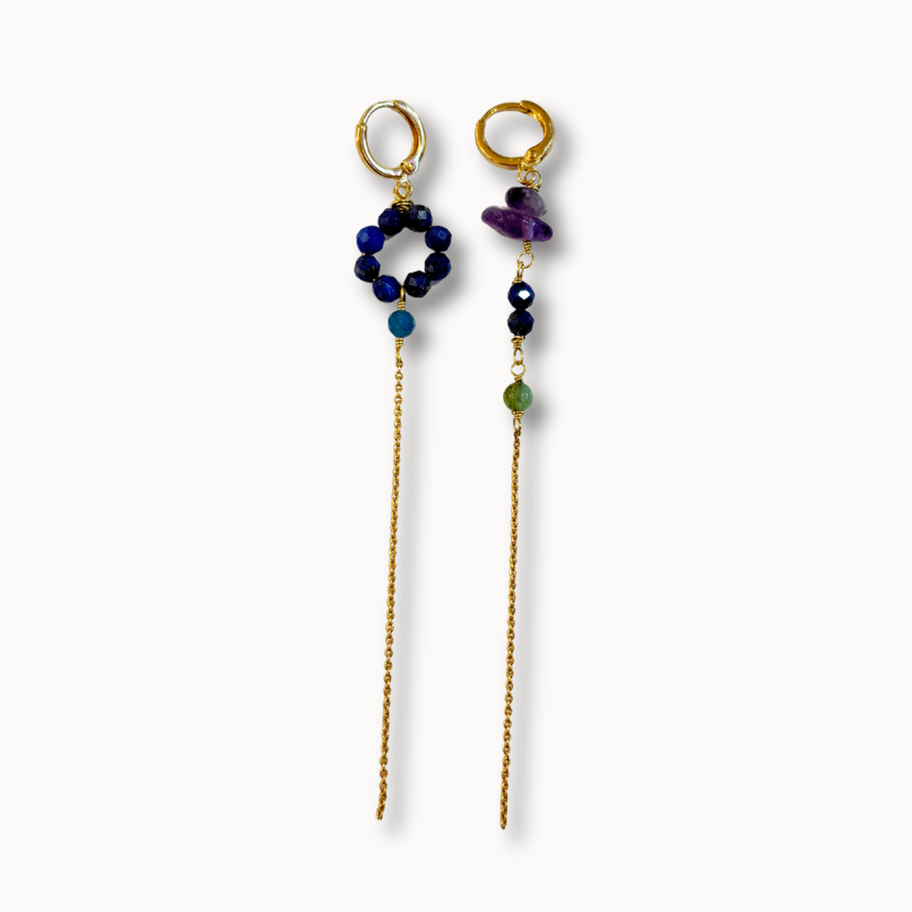 Boucles d'oreilles SIGNATURE améthyste et lapis lazuli