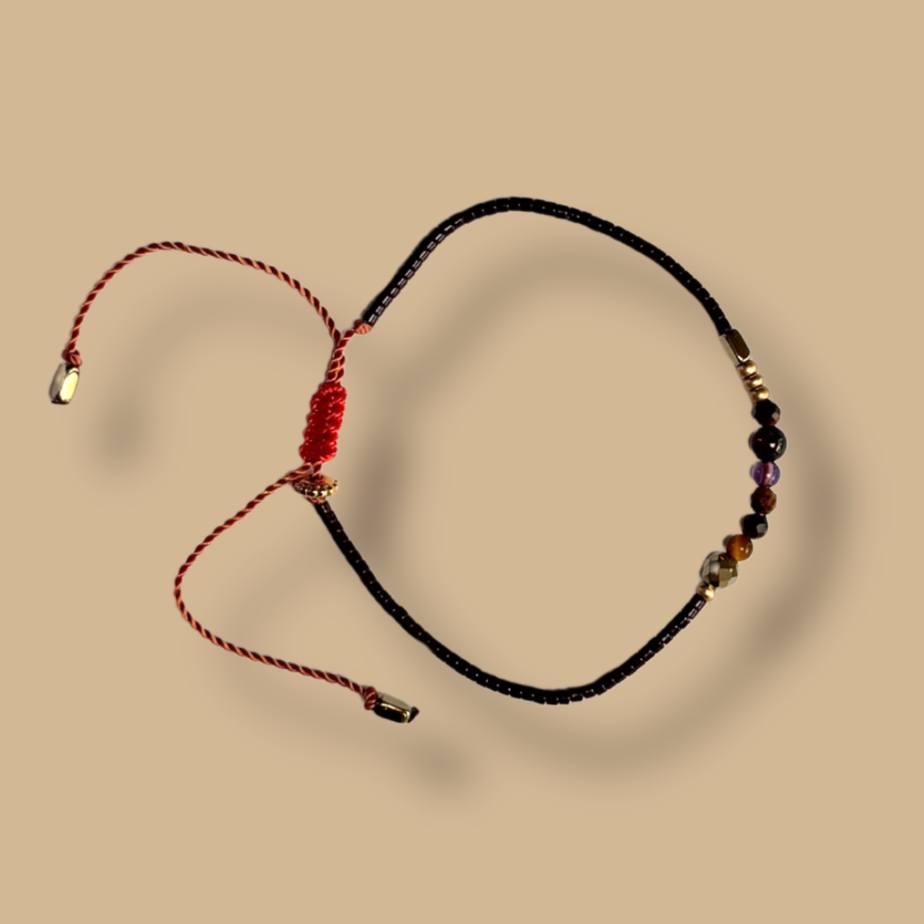Bracelet chocolat et mix pierres naturelles HIPPY