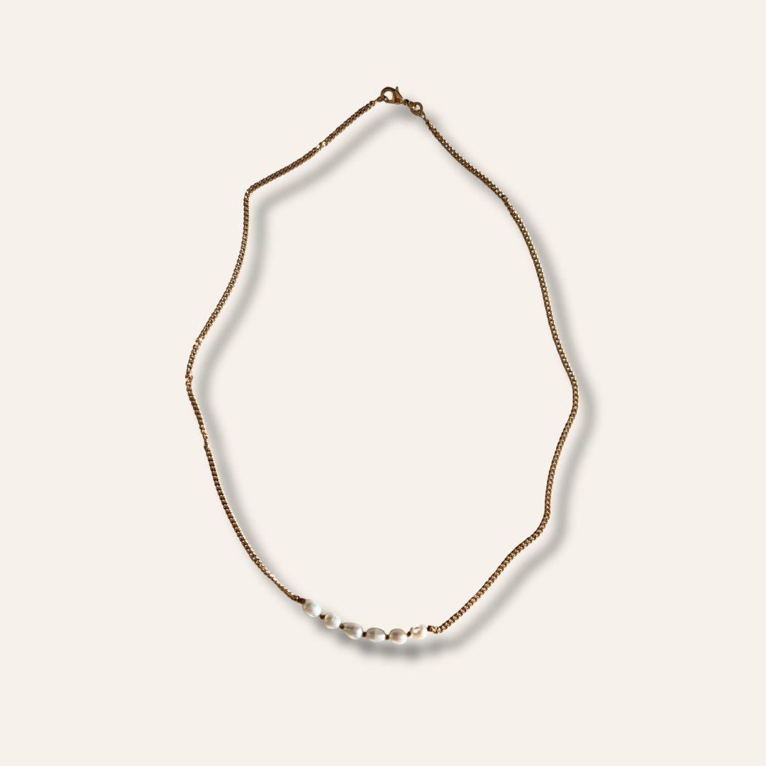Chaîne or avec perles de culture -  Signature