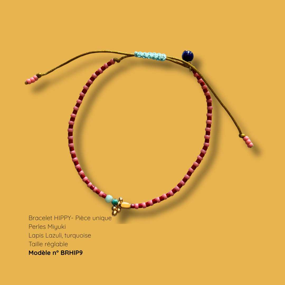 Bracelet HIPPY – perles Miyuki et pierre naturelle - pièce unique