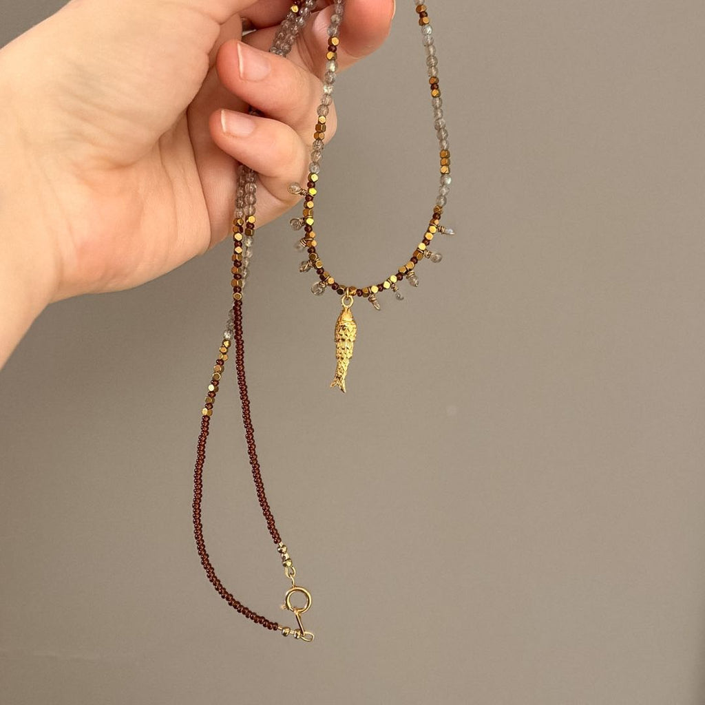 Collier Talisman poisson et labradorite
