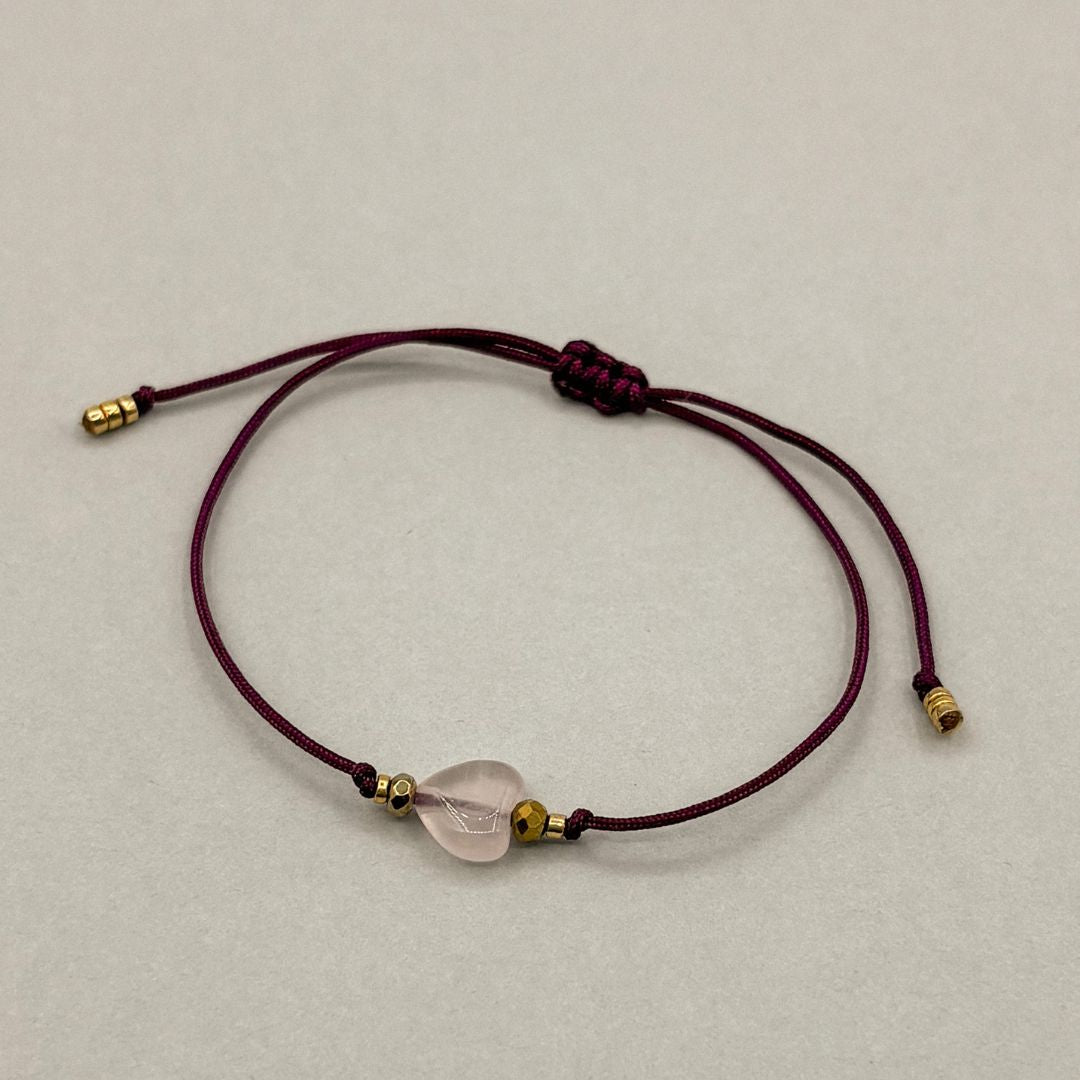 Bracelet Pépite – coeur en quartz rose