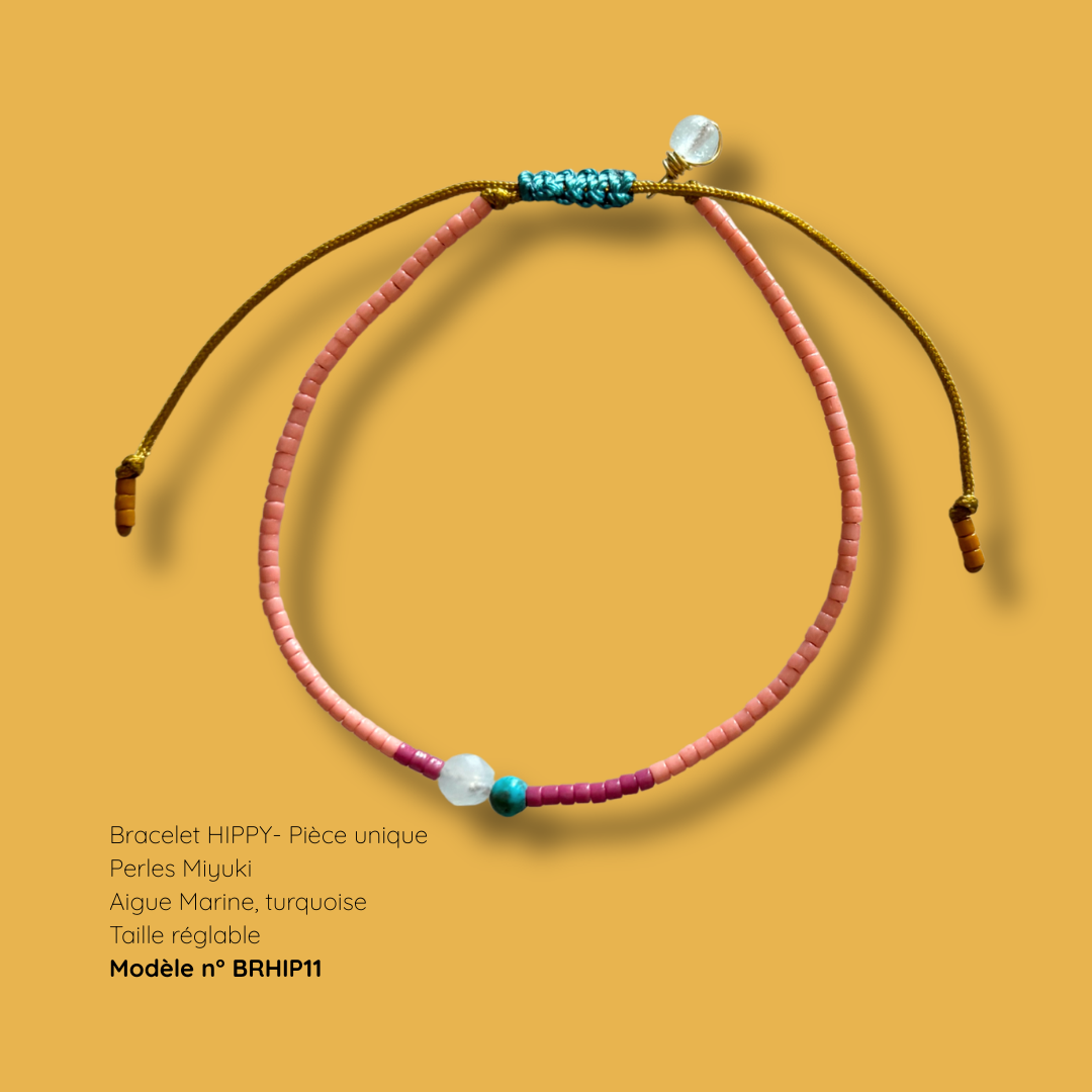 Bracelet HIPPY – perles Miyuki et pierre naturelle - pièce unique