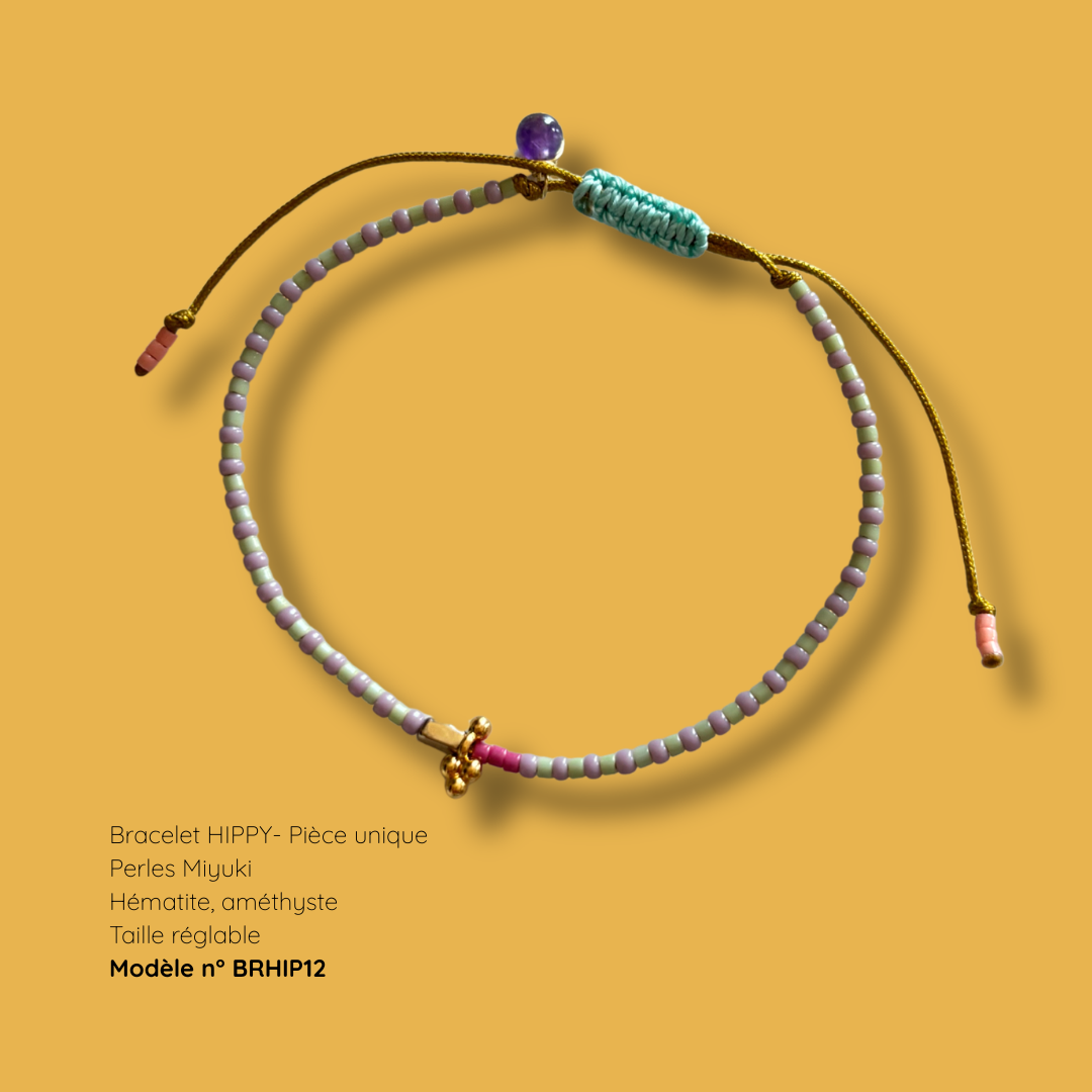 Bracelet HIPPY – perles Miyuki et pierre naturelle - pièce unique