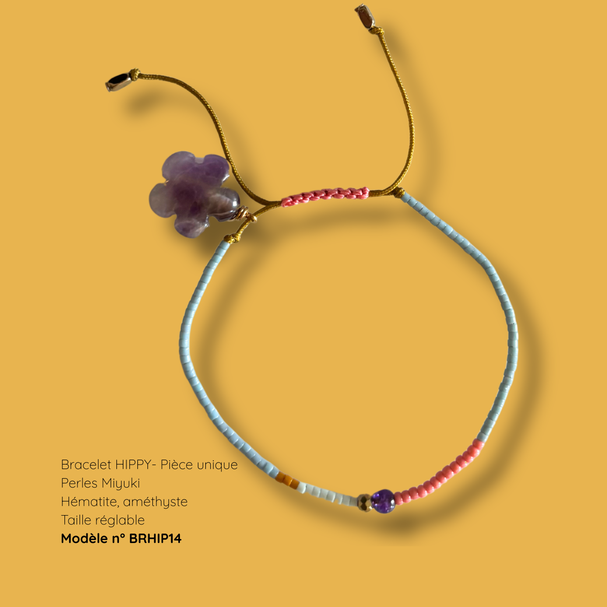 Bracelet HIPPY – perles Miyuki et pierre naturelle - pièce unique