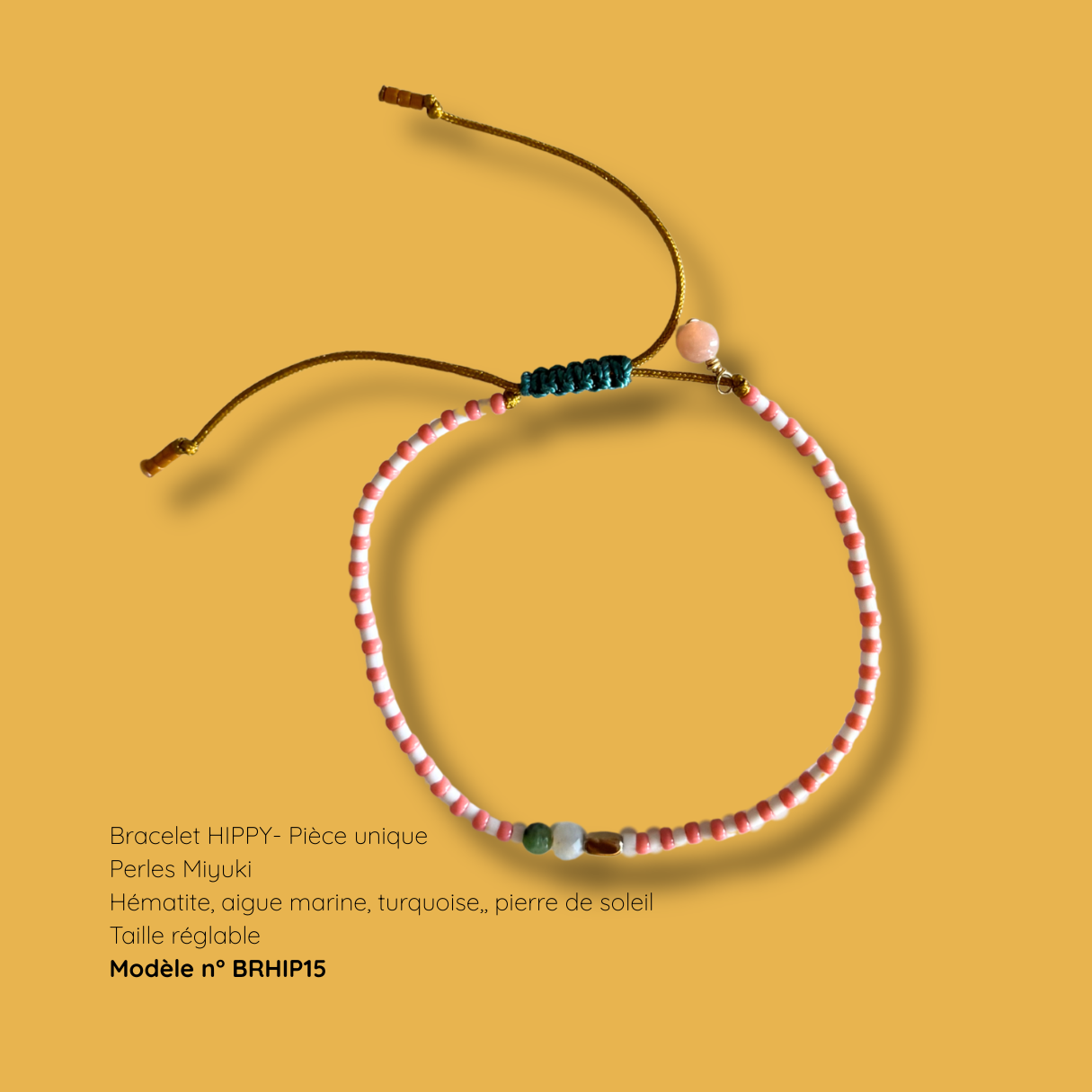 Bracelet HIPPY – perles Miyuki et pierre naturelle - pièce unique