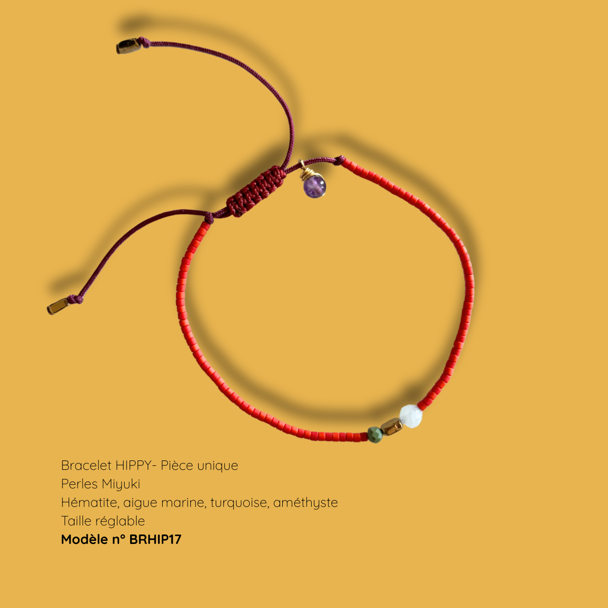 Bracelet HIPPY – perles Miyuki et pierre naturelle - pièce unique