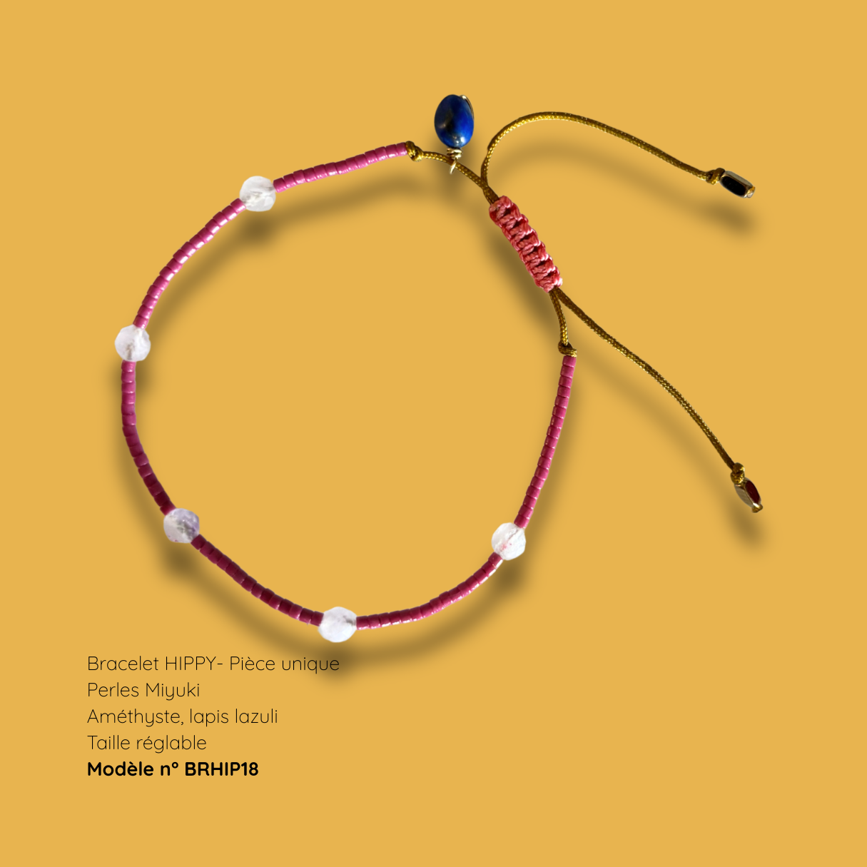 Bracelet HIPPY – perles Miyuki et pierre naturelle - pièce unique