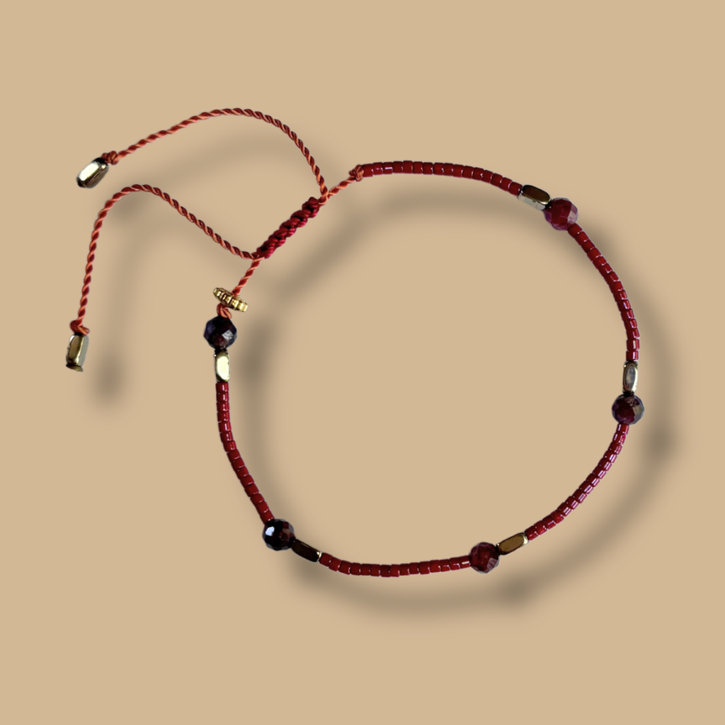 Bracelet bordeau et rubis HIPPY