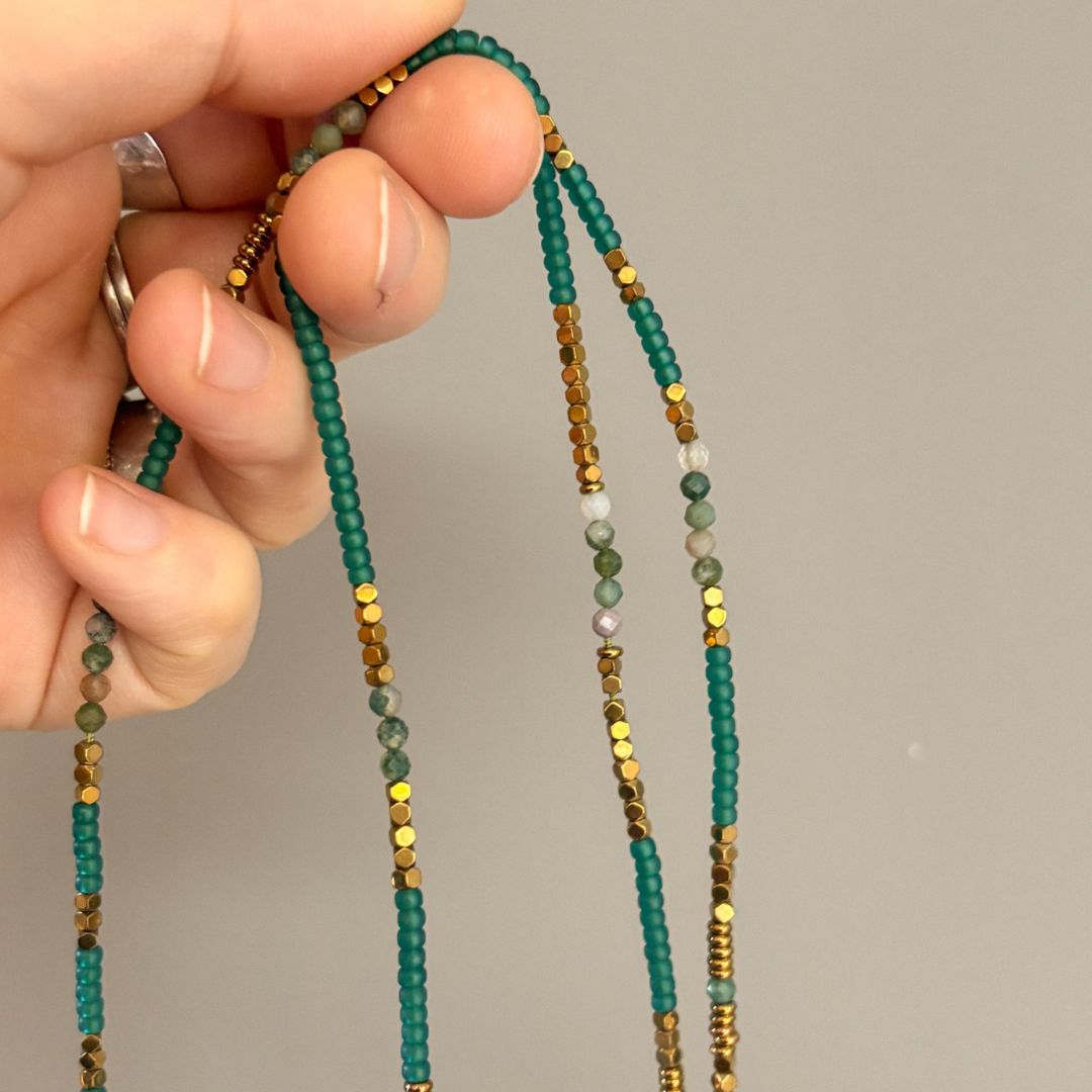 Bracelet / Collier collection HIPPY vert lagon