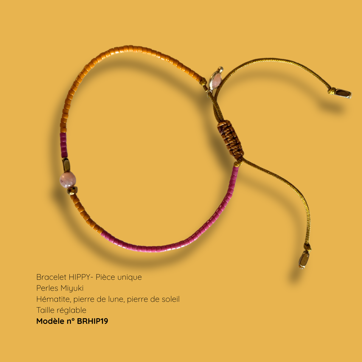 Bracelet HIPPY – perles Miyuki et pierre naturelle - pièce unique