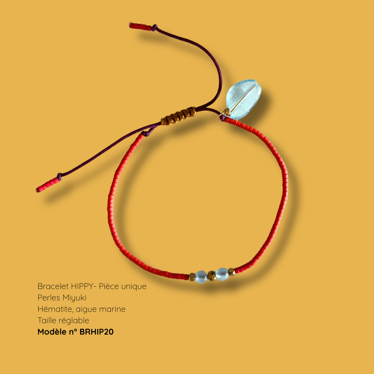 Bracelet HIPPY – perles Miyuki et pierre naturelle - pièce unique