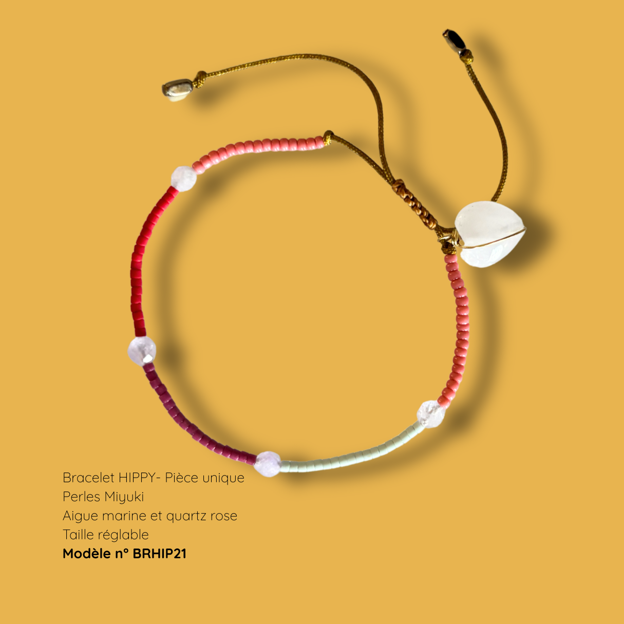 Bracelet HIPPY – perles Miyuki et pierre naturelle - pièce unique