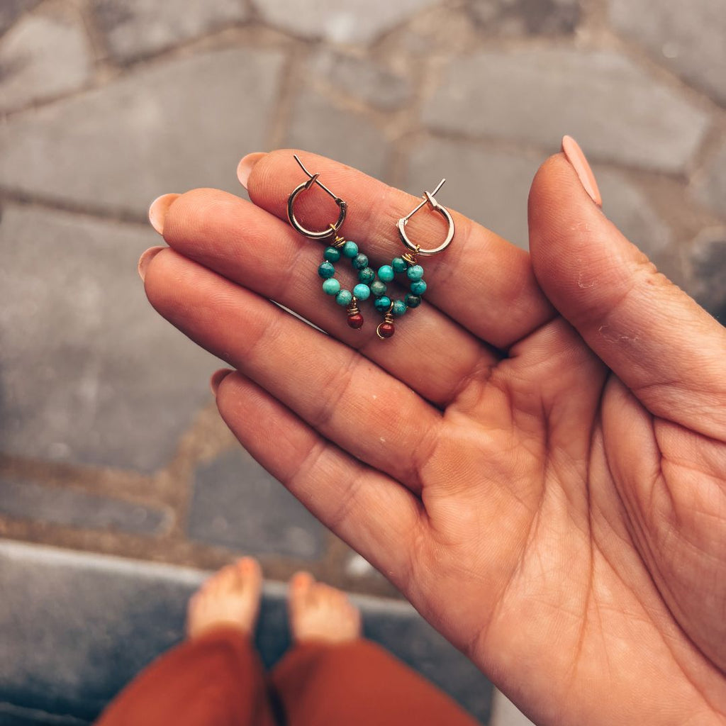 Boucles d'oreilles Signature turquoise et jaspe