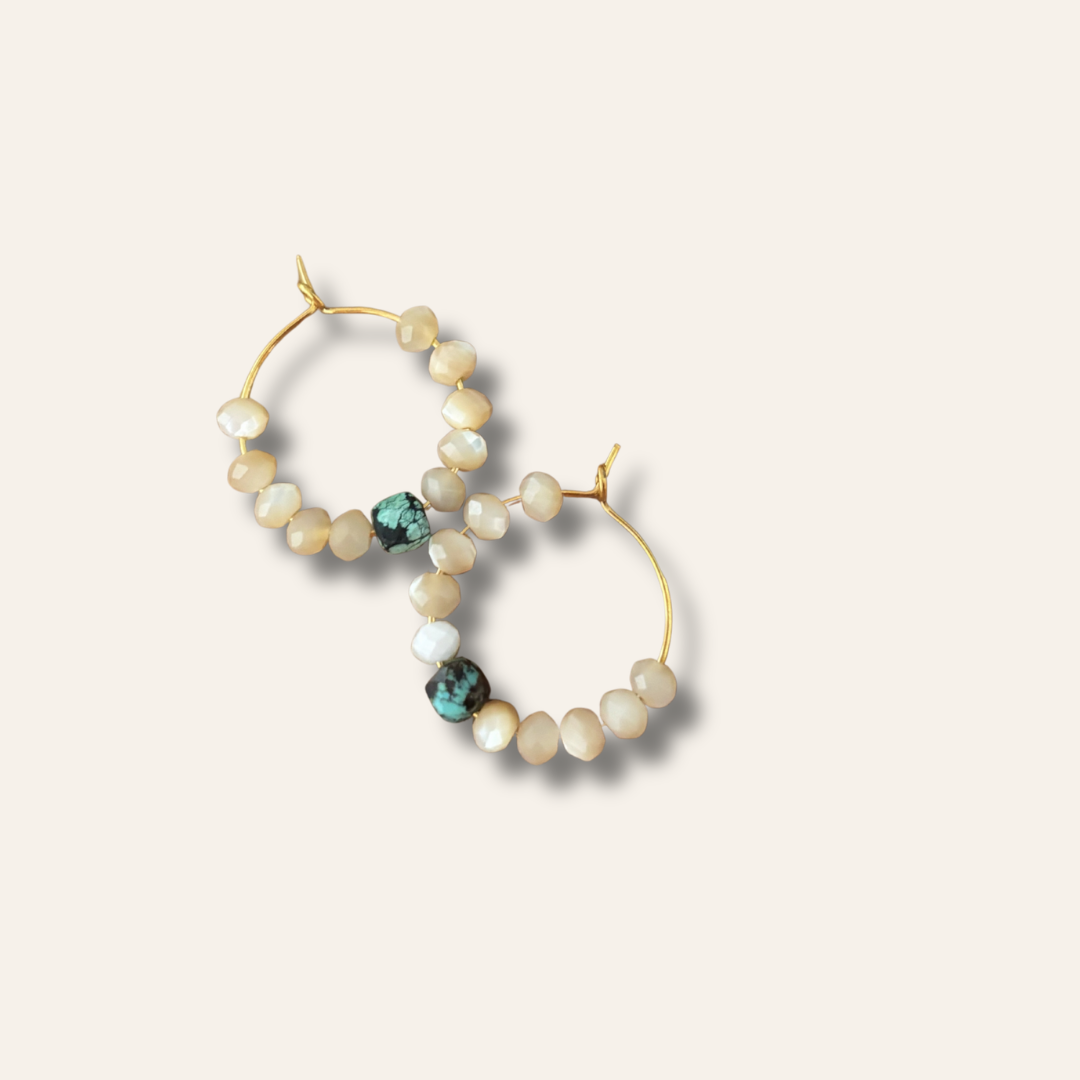 Boucles d'oreilles Signature Nacre et turquoise naturelles