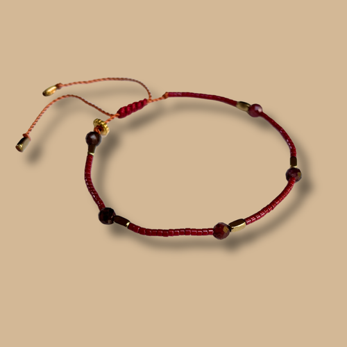 Bracelet bordeau et rubis HIPPY