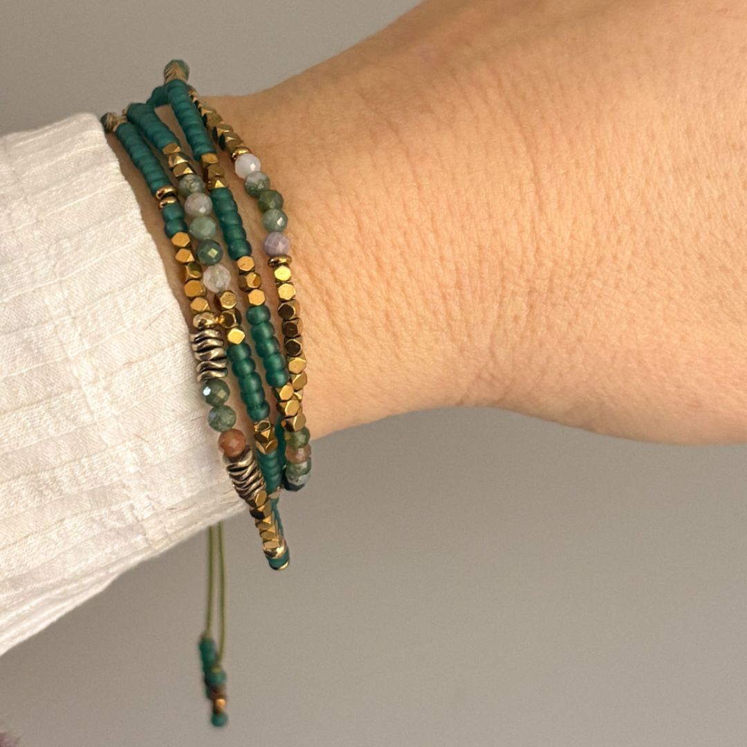 Bracelet / Collier collection HIPPY vert lagon
