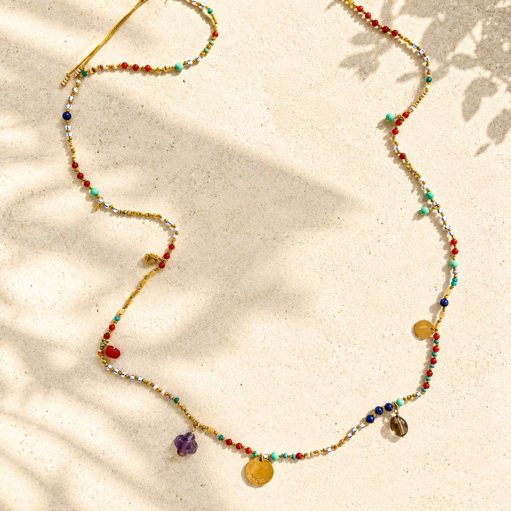Sautoir HIPPY Free Spirit - médaille gravée  AMORE - pièce unique