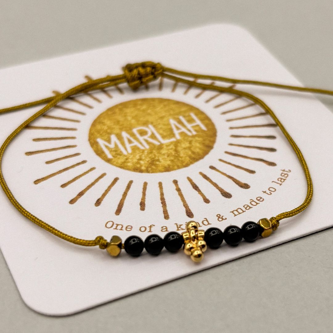 Bracelet Pépite – onyx et trèfle